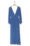 chinese dress ladies Iris Long Sleeve Satin Maxi Dress / Frosted Blue | Meshki main image 0
