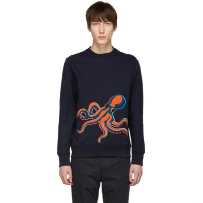 Ps By Paul Smith Round Collar Sweatshirt In 49.navy