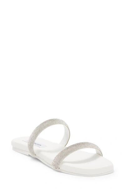 Steve Madden Decorate Embellished Slide Sandal In White Multi