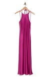 Know One Cares Satin Bias Cut Maxi Dress In Hot Pink