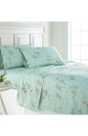 Southshore Fine Linens Myosotis Scorpioides 300 Tc Long Staple Sateen Cotton Sheet Set In Green