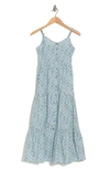 Know One Cares Button Front Tiered Midi Sundress In Blue