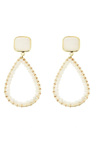 Panacea Crystal Teardrop Dangle Earrings In White