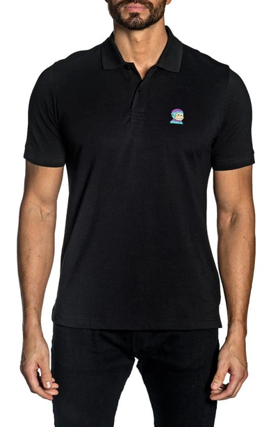 Jared Lang Cotton Knit Polo In Black