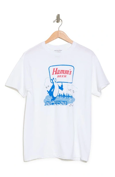 American Needle Hamm's Beer Cotton Graphic T-shirt In White