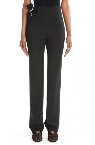 Alaïa Belted Straight Wool Trousers In Black