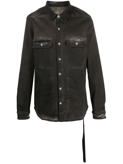 Rick Owens Drkshdw Garment-dyed Shirt Jacket In Grey