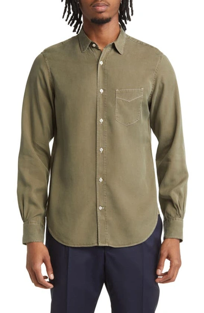 Officine Generale Button-fastening Linen Shirt In Green