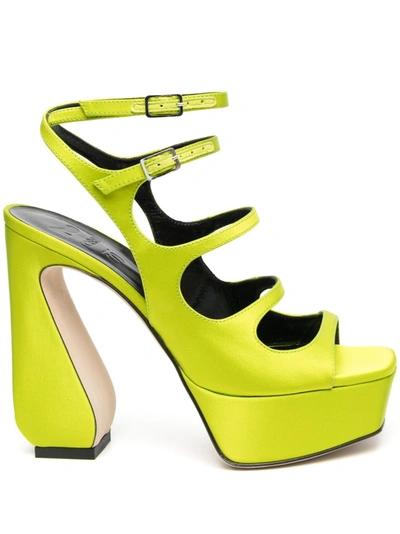 Si Rossi 140mm Platform Leather Sandals In Yellow