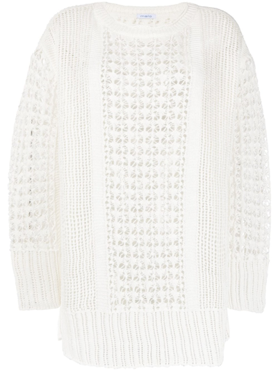 Malo Open-knit Hemp Jumper In White