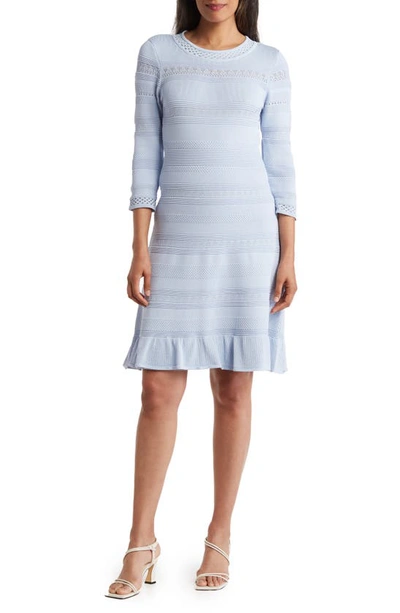 Eliza J Textured Fit & Flare Dress In Blue
