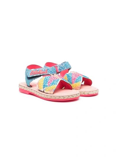 Billieblush Kids' Glitter-detail Flat Sandals In Blue
