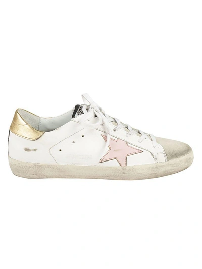Golden Goose Superstar Sneakers In White-gold-pink