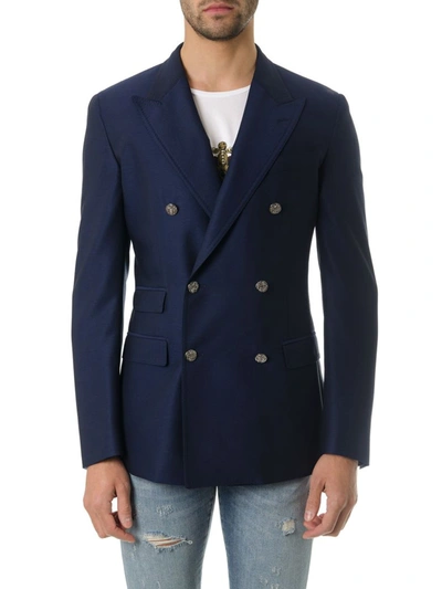 Dolce & Gabbana Navy Blu Wool Twofold Jacket