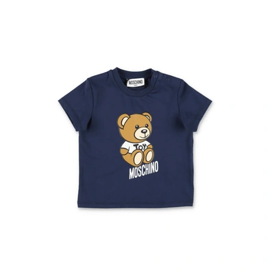 Moschino Kids' Teddy Bear Blue Cotton Jersey Baby Boy  T-shirt