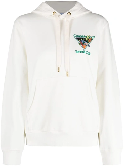 Casablanca Logo Organic Cotton Hoodie In White