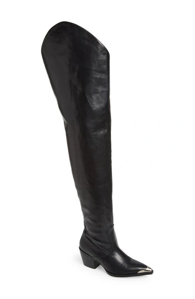 Azalea Wang Ria Thigh-high Cowboy Boot In Black