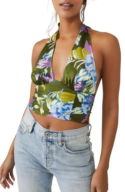 Free People Seraphina Halter Top In Bright Olive