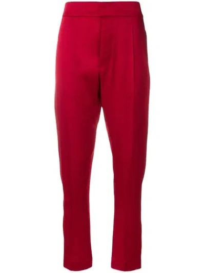 Haider Ackermann Cropped Sateen Trousers In Red