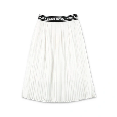 Michael Kors Kids' White Pleated Techno Fabric Girl  Skirt In Bianco