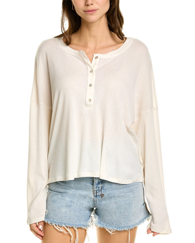 Donni . Rib Henley Top In White