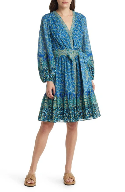 Kobi Halperin Luanne Tie Waist A-line Voile Dress In Blue