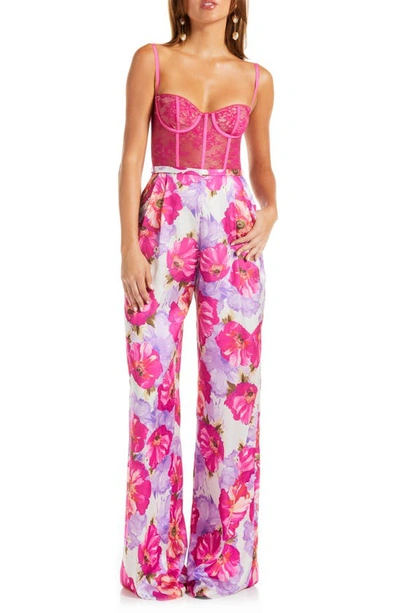 Katie May Tink Lace Bodice Jumpsuit In Magenta Poppy