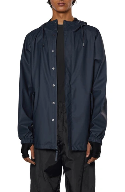 Rains Waterproof Hooded Fishtail Rain Jacket In Navy