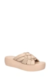 Bella Vita Woven Platform Slide Sandal In Nude Leather