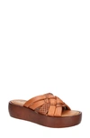 Bella Vita Woven Platform Slide Sandal In Whiskey Leather