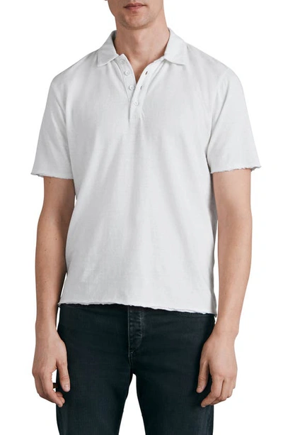 Rag & Bone Classic Flame Slub Cotton Polo Shirt In White