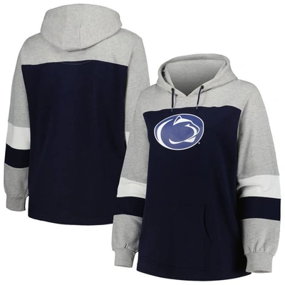 Profile Navy Penn State Nittany Lions Plus Size Color-block Pullover Hoodie