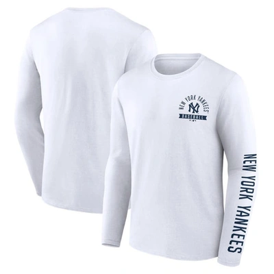 Fanatics Branded White New York Yankees Pressbox Long Sleeve T-shirt