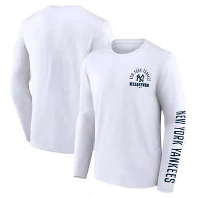 Fanatics Men's White New York Yankees Press Box Long Sleeve T-shirt
