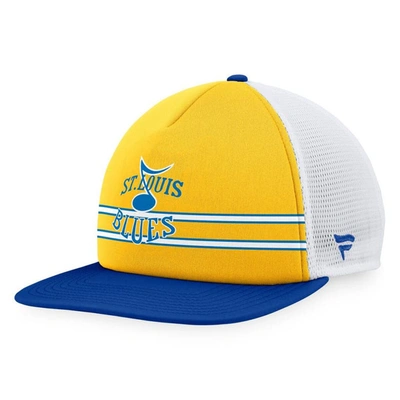 Fanatics Branded Gold/blue St. Louis Blues Special Edition 2.0 Trucker Snapback Adjustable Hat In Gold,blue
