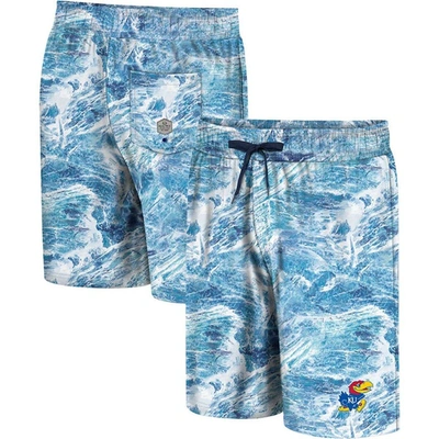 Colosseum Blue Kansas Jayhawks Realtree Aspect Ohana Swim Shorts