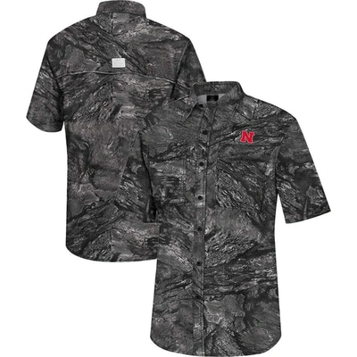 Colosseum Charcoal Nebraska Huskers Realtree Aspect Charter Full-button Fishing Shirt