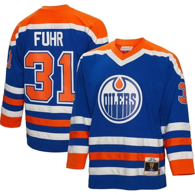 Mitchell & Ness Grant Fuhr Royal Edmonton Oilers  1986/87 Blue Line Player Jersey