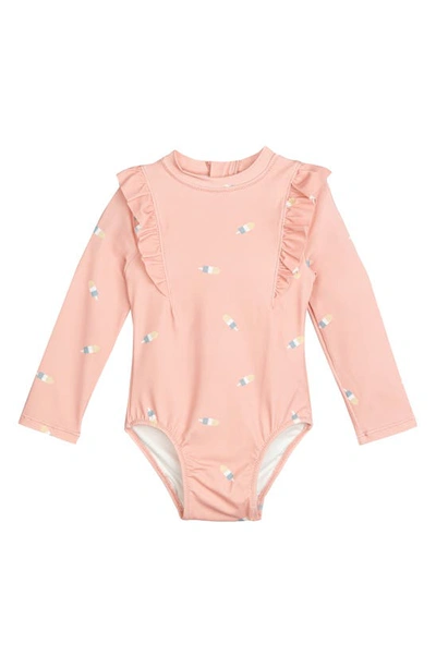 Miles The Label Babies' Popsicles On Pink Long Sleeve One-piece Rashguard Swimsuit
