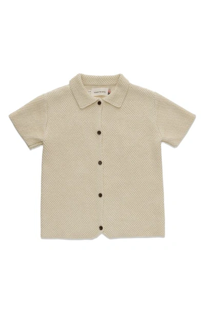 Honor The Gift Kids' Knit Cotton Button-up Shirt In Bone