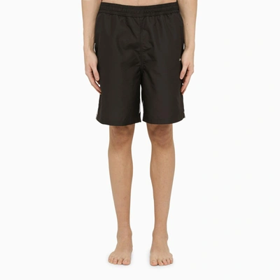 Off-white Black Swim Trunks With Diag Print At The Back In Polyester Man