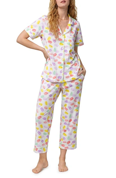 Bedhead Pajamas Print Crop Organic Cotton Knit Pajamas In Delice De Macarons