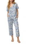 Bedhead Pajamas Print Crop Organic Cotton Knit Pajamas In Provence