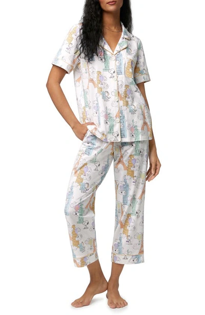 Bedhead Pajamas X Trina Turk Print Stretch Organic Cotton Short Pajamas In Bon Voyage Snoopy