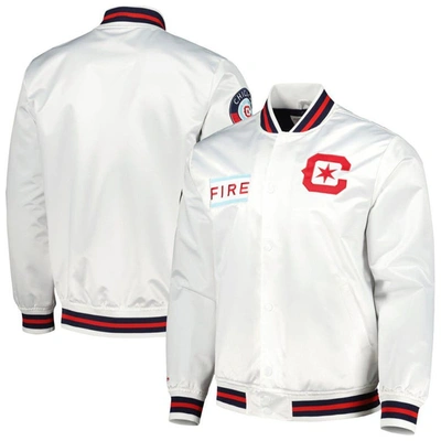 Mitchell & Ness White Chicago Fire City Full-snap Satin Jacket