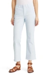 Wit & Wisdom 'ab'solution Frayed High Waist Ankle Flare Jeans In Icy Blue