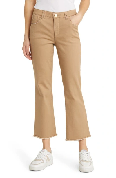 Wit & Wisdom 'ab'solution Frayed High Waist Ankle Flare Jeans In Warm Sand