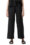 Eileen Fisher Wide Leg Organic Linen Ankle Pants In Black