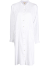 Eileen Fisher Mandarin Collar Long Sleeve Organic Linen Shirtdress In White