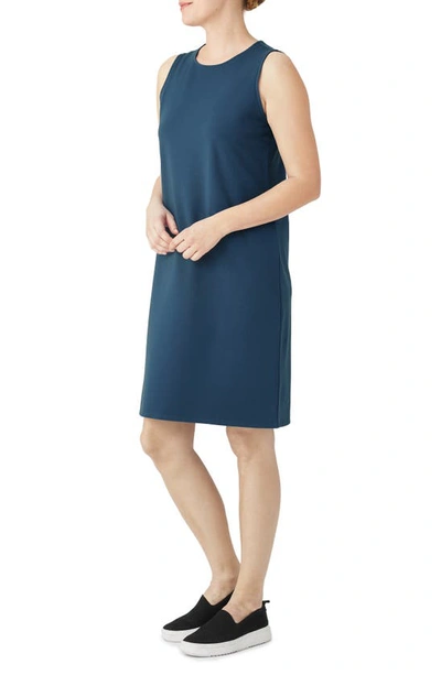 Eileen Fisher Organic Cotton Knit Tank Dress In Blue